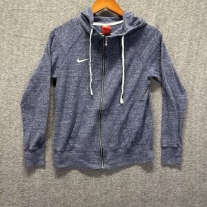 Nike Full Zip Hoodie Jacket Women's Small Blue Lightweight Gym Casual Workout